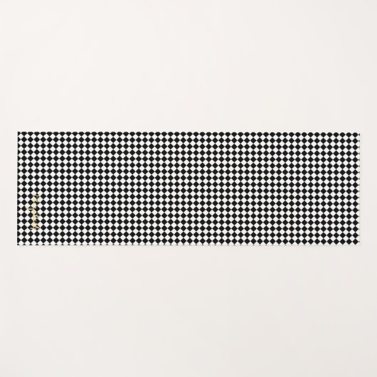 Zwart Wit Modern Geruite Monogram Oefening Yogamat (Voorkant (horizontaal))