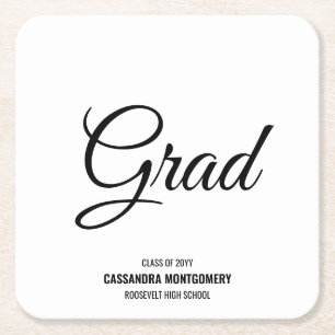 Zwart-wit Modern Graduation Party Kartonnen Onderzetters