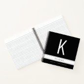 Zwart-wit, modern groot monogram Initiaal Notitieboek (Binnen)