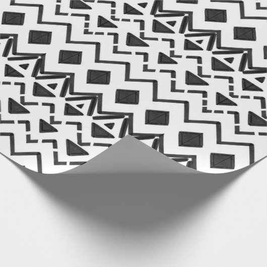 Zwart-wit Modern Hand getrokken Tribal Aztec Cadeaupapier (Hoek)