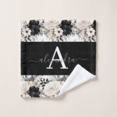 Zwart-wit modern handdoeken set met monogram (Wasdoekje)