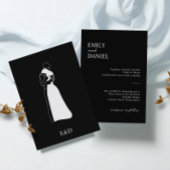 Zwart-wit modern HandDrawn Paar Bruiloft Kaart