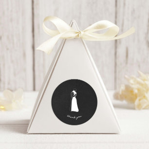 Zwart-wit modern HandDrawn Paar Bruiloft Ronde Sticker