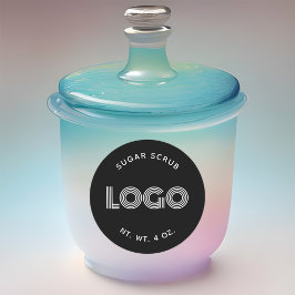 Zwart-wit Modern Handgemaakte Suiker Scrub Logo Ronde Sticker