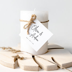 Zwart-wit modern handgeschreven handgeschreven han bedankjes labels