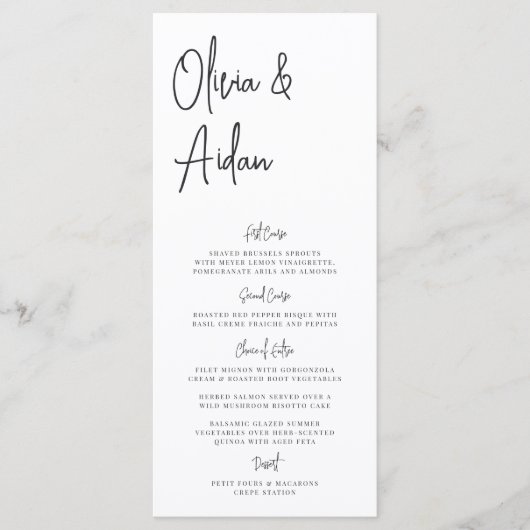 Zwart-wit modern handgeschreven handgeschreven han menu (Voorkant)