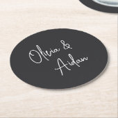 Zwart-wit modern handgeschreven handgeschreven han ronde kartonnen onderzetter (Gebogen)