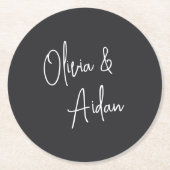 Zwart-wit modern handgeschreven handgeschreven han ronde kartonnen onderzetter (Voorkant)