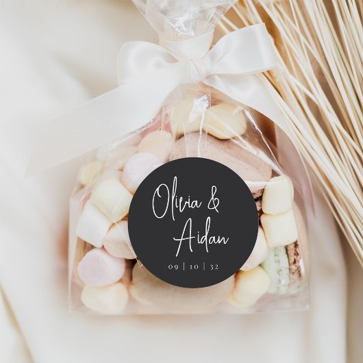 Zwart-wit modern handgeschreven handgeschreven han ronde sticker