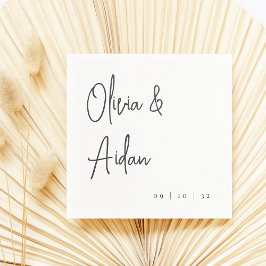 Zwart-wit modern handgeschreven handgeschreven han servet