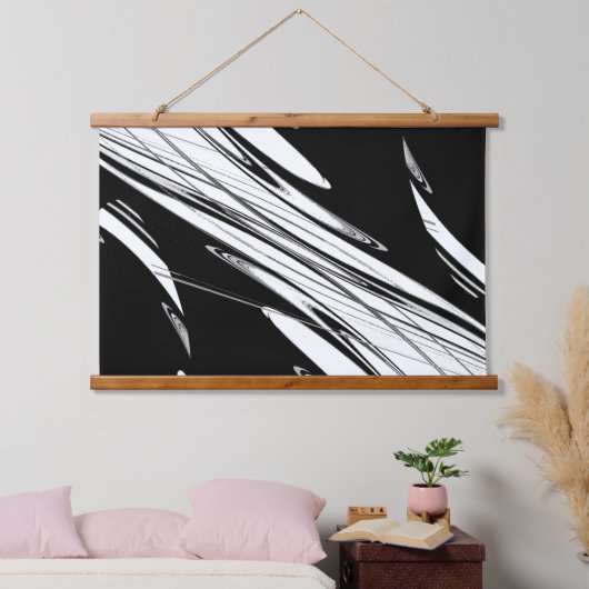 Zwart-wit modern hangend wandkleed (Slaapkamer)