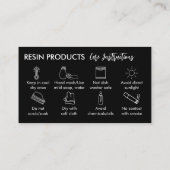 Zwart Wit Modern Hars Product Care Instructies Visitekaartje (Achterkant)