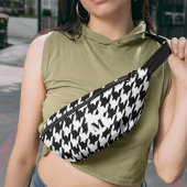 Zwart Wit Modern Houndstooth Patroon Monogram Heuptasje