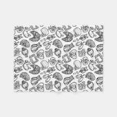 Zwart-wit modern humaan anatomiezakpatroon fleece deken (Voorkant (Horizontaal))