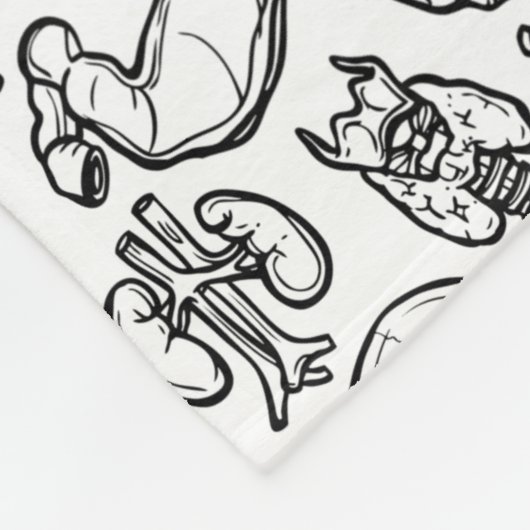 Zwart-wit modern humaan anatomiezakpatroon fleece deken (Hoek)