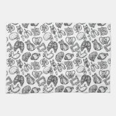 Zwart-wit modern humaan anatomiezakpatroon theedoek (Horizontaal)