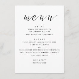 Zwart-wit modern huwelijk. Minimalistisch schrift Menu