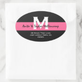 Zwart-wit Modern Huwelijksadres L204 Ovale Sticker (Tas)