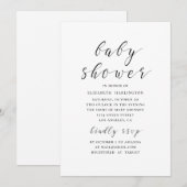 Zwart-wit modern kalligrafie baby shower kaart (Voorkant / Achterkant)