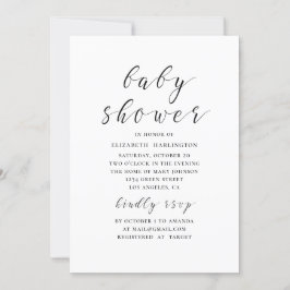 Zwart-wit modern kalligrafie baby shower kaart