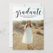 Zwart Wit Modern Kalligrafie Foto Afstuderen Kaart (Voorkant)