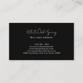 Zwart-wit modern kalligrafie monogram script visitekaartje (Achterkant)