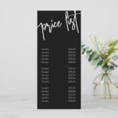 Zwart-wit modern kalligrafieprijslijstsalon menu (Staand voorkant)
