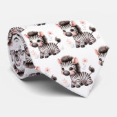 Zwart-wit Modern Kawaii Schattigee Zebra's Stropdas (Opgerold)