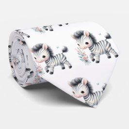 Zwart-wit Modern Kawaii Schattigee Zebra's Stropdas