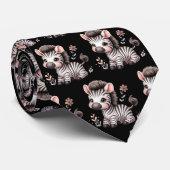 Zwart-wit Modern Kawaii Schattigee Zebra's Stropdas (Opgerold)