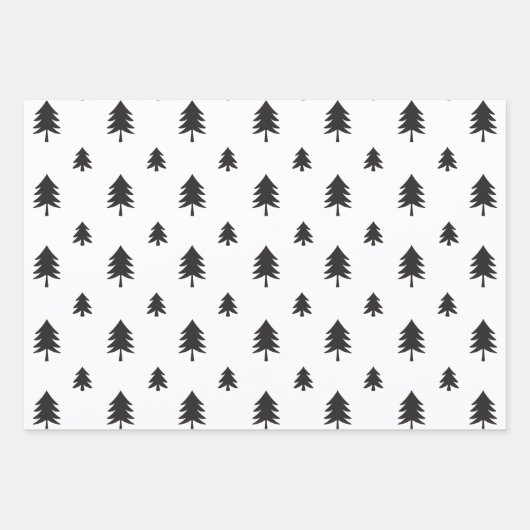 Zwart-wit modern kerstboompatroon inpakpapier vel (Voorkant)