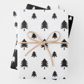 Zwart-wit modern kerstboompatroon inpakpapier vel (In situ)