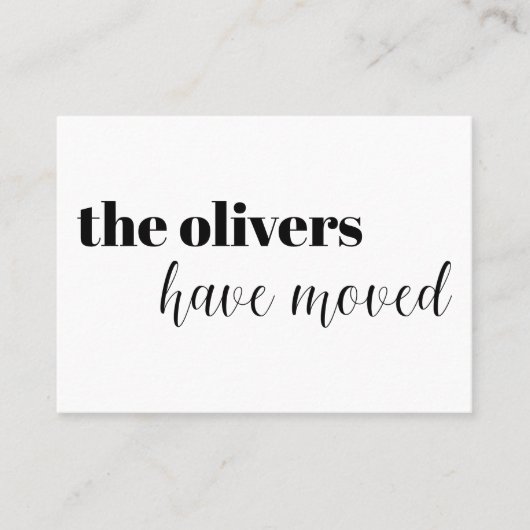 Zwart & Wit, Modern, Leuk adreswijziging Kaart Visitekaartje (Voorkant)