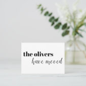 Zwart & Wit, Modern, Leuk adreswijziging Kaart Visitekaartje (Staand voorkant)