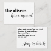 Zwart & Wit, Modern, Leuk adreswijziging Kaart Visitekaartje (Voorkant / Achterkant)