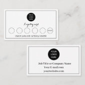 Zwart Wit Modern Logo Business Beloning Punch Klantenkaartje (Voorkant / Achterkant)
