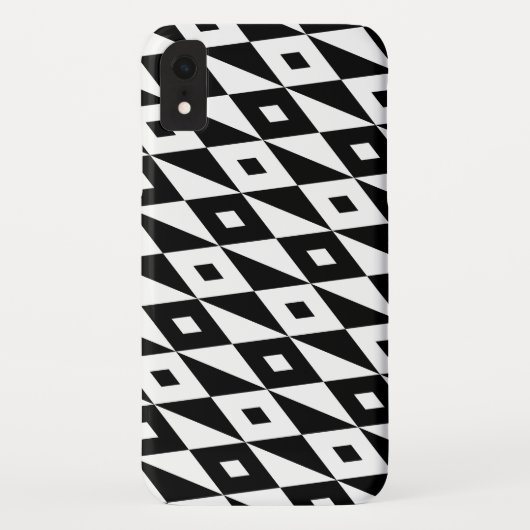 Zwart-wit modern lozenpatroon Case-Mate iPhone case (Achterkant)