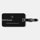 zwart wit modern luggagetag met naam bagagelabel (Achterkant horizontaal)