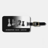 Zwart-wit Modern Mannelijk Schaakreizen Bagagelabel (Voorkant horizontaal)