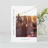 Zwart-wit modern meisjesachtig Galantines-foto Feestdagenkaart (Staand voorkant)