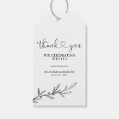 Zwart wit modern minimaal boho bruiloft Dank je Cadeaulabel (Voorkant)