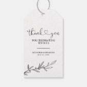 Zwart wit modern minimaal boho bruiloft Dank je Cadeaulabel (Achterkant)