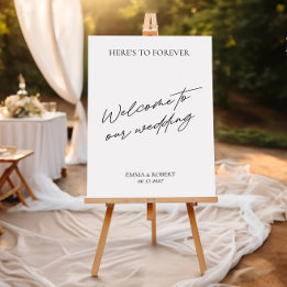 Zwart & Wit Modern Minimaal Bruiloft Welkomstbord