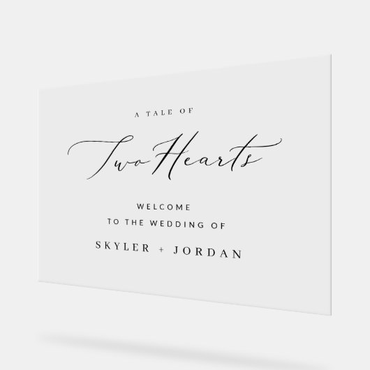 Zwart Wit Modern Minimaal Trouw Welkom Acryl Bord (Hoek)