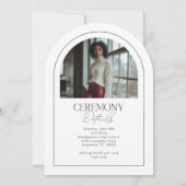 Zwart Wit Modern Minimal Afstudeerder Fotoaankondi Kaart (Achterkant)