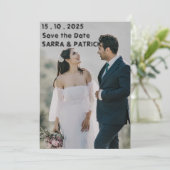Zwart-wit modern minimal foto save the date kaart (Staand voorkant)