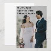 Zwart-wit modern minimal foto save the date kaart (Voorkant / Achterkant)