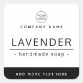 Zwart-wit modern minimal logo productetiket vierkante sticker (Voorkant)