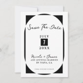 Zwart-wit Modern Minimal Save the Date Kaart (Voorkant)