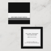 Zwart Wit Modern Minimalist Classic Vierkante Visitekaartje (Voorkant / Achterkant)